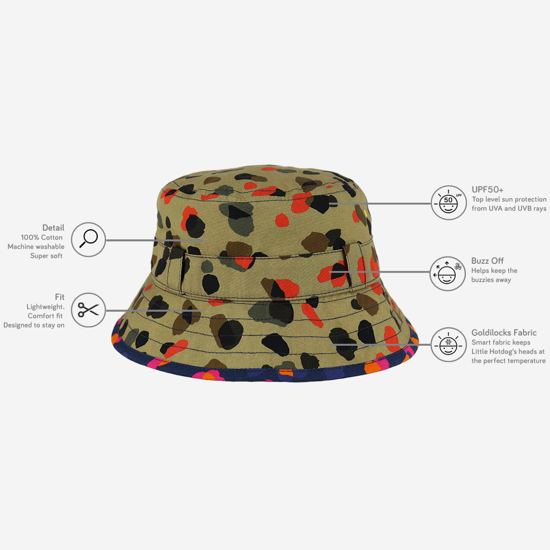Cool Kids UV Protection Leopard Neutral Bucket Hat – Little Hotdog 