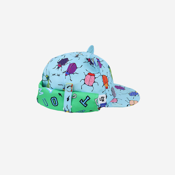 Kids Roll Up Neck Bugs Print Design Sun Hat in Blue – Little Hotdog Watson