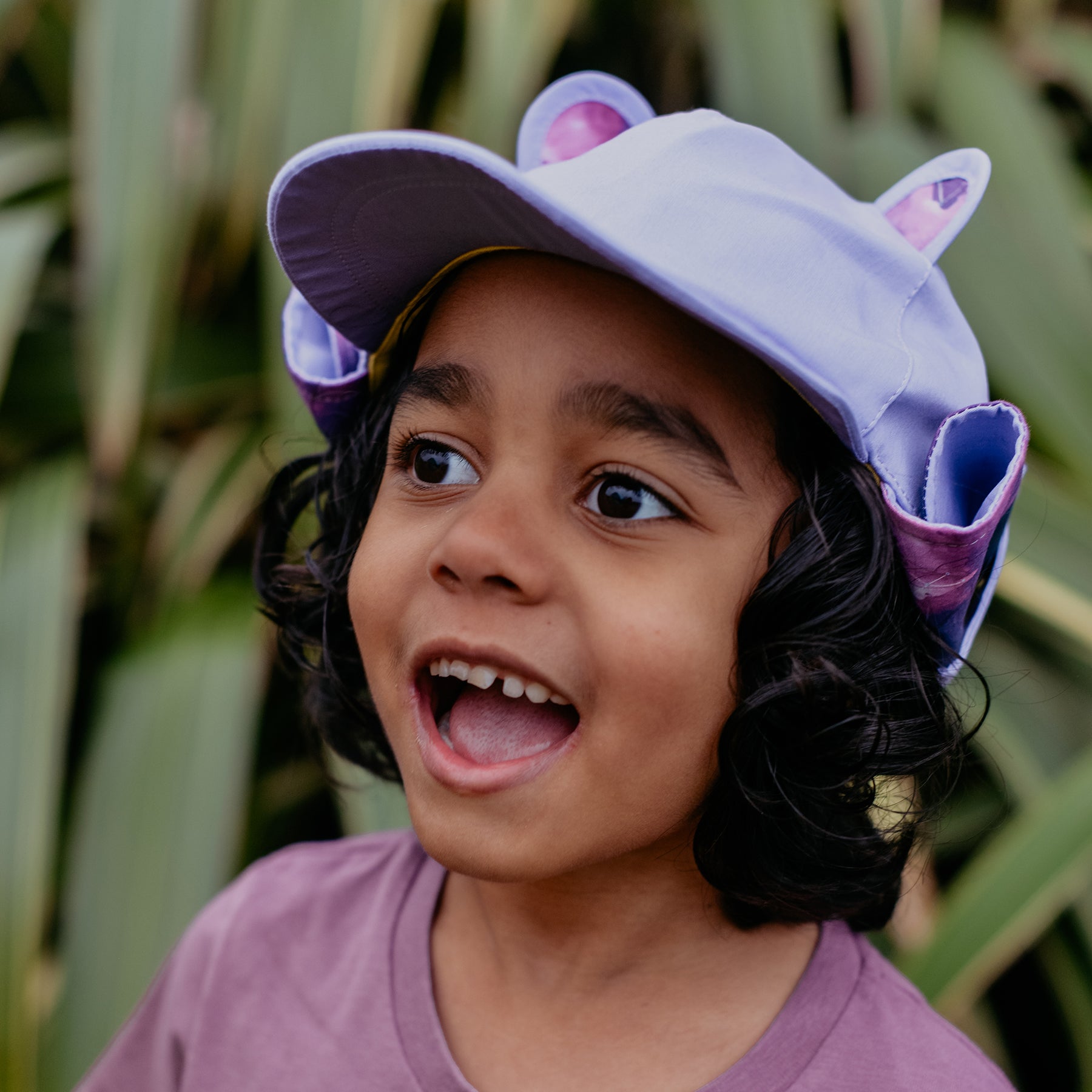 Kids Roll Up Neck Lilac Design Sun Hat with UV Protection Little